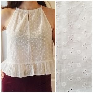 Eyelet Ruffle Halter - Size Medium